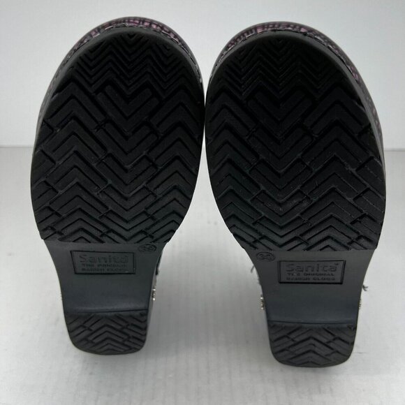 Koi by Sanita Womens Carol Purple Pinstripe Crosshatching Slip On Size 39 Mules - Picture 8 of 9